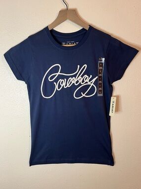 Ariat Navy Tee with White "Cowboy" Script